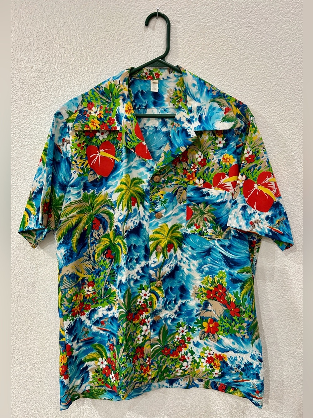 VTG Men's Tropical Floral Hawaiian Shirt - Blue Multi